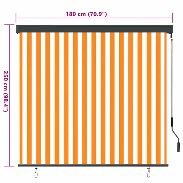 Välirulookardin käsivändaga, valge-oranž triibuline, 180 x 250 cm – 8