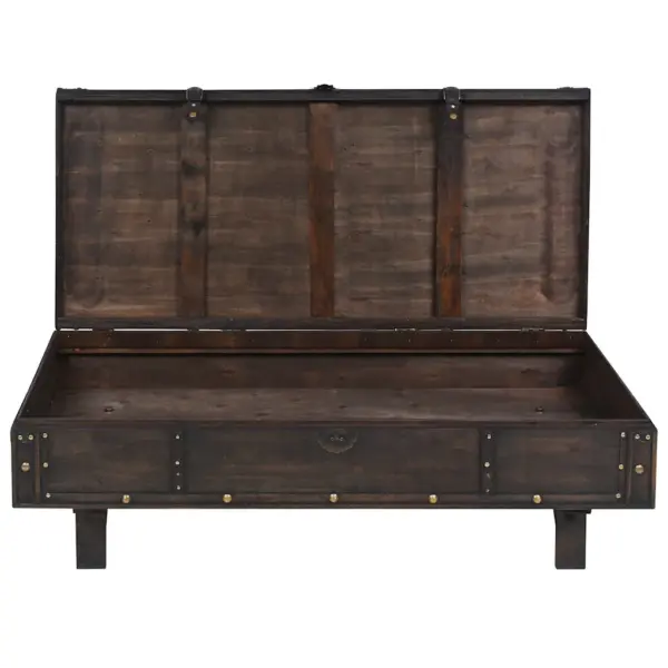 Pruun kohvilaud panipaigaga, vanaaegses stiilis vineer, 120 x 55 x 35 cm - 4