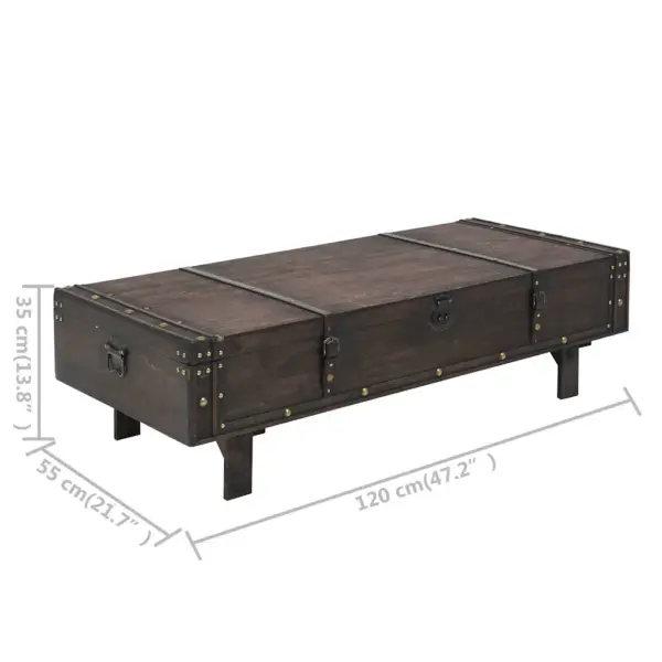 Pruun kohvilaud panipaigaga, vanaaegses stiilis vineer, 120 x 55 x 35 cm - 8