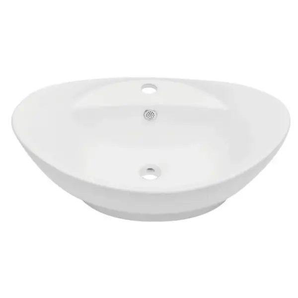 2-osaline vannitoa seinariiuli ja ovaalse keraamilise valamu komplekt, tamm, 60 cm - 3