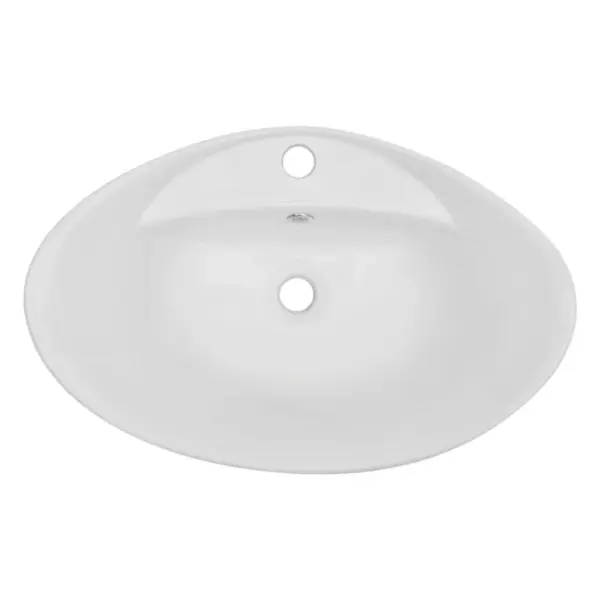 2-osaline vannitoa seinariiuli ja ovaalse keraamilise valamu komplekt, tamm, 60 cm - 4