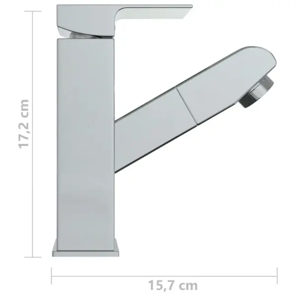 Vannitoakraan väljatõmmatava tilaga, kroomitud roostevabast terasest, 157 x 172 mm - 6