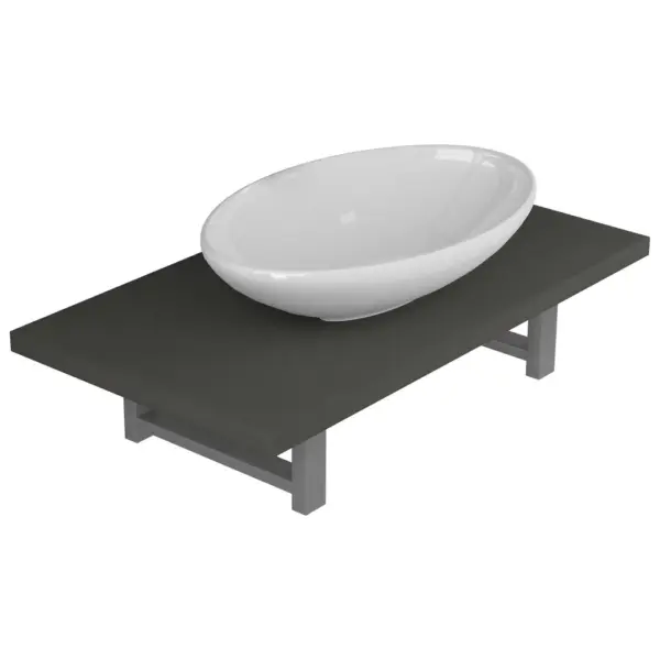 Kaheosaline vannitoamööbli komplekt seinariiuli ja ovaalse keraamilise valamuga, hall/valge, riiul 60 cm – 2