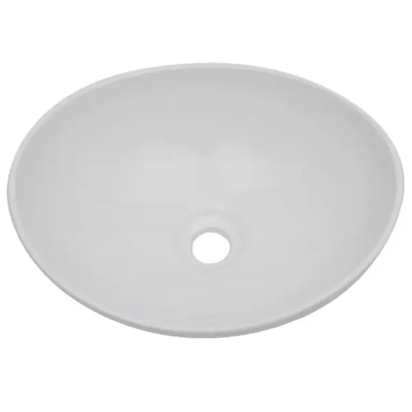 Kaheosaline vannitoamööbli komplekt seinariiuli ja ovaalse keraamilise valamuga, hall/valge, riiul 60 cm – 4