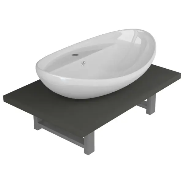 Kaheosaline vannitoamööbli komplekt seinariiuli ja ovaalse keraamilise valamuga, hall, 60 cm - 2
