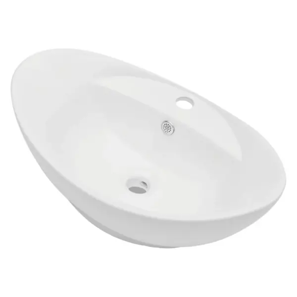 Kaheosaline vannitoamööbli komplekt seinariiuli ja ovaalse keraamilise valamuga, hall, 60 cm - 5