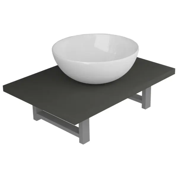 Kaheosaline vannitoamööbli komplekt seinariiuli ja ümmarguse keraamilise valamuga, hall, riiul 60 x 40 cm – 2