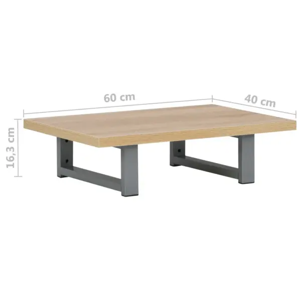Kaheosaline vannitoamööbli komplekt seinariiuli ja ümmarguse keraamilise valamuga, tamm/valge, 60 cm – 12