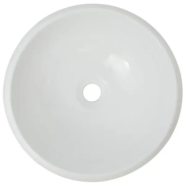 Kaheosaline vannitoamööbli komplekt seinariiuli ja ümmarguse keraamilise valamuga, tamm/valge, 60 cm – 4