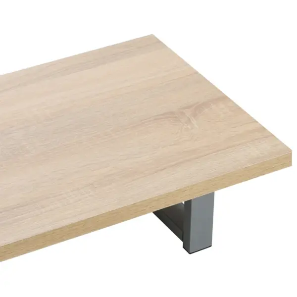 Kaheosaline vannitoamööbli komplekt seinariiuli ja ümmarguse keraamilise valamuga, tamm/valge, 60 cm – 9