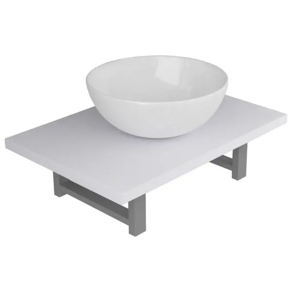 Kaheosaline vannitoamööbli komplekt seinariiuli ja ümmarguse keraamilise valamuga, valge, 60 cm - 2