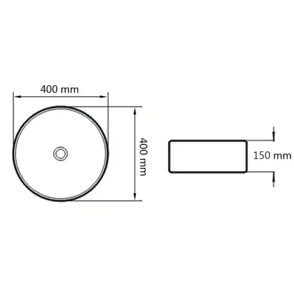 Kaheosaline vannitoamööbli komplekt seinariiuli ja ümmarguse valamuga, valge riiul 60 cm, must keraamiline valamu 40 cm – 13