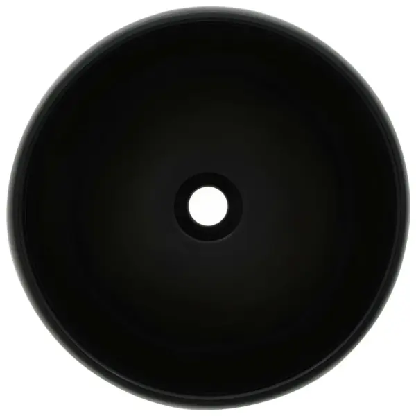 Kaheosaline vannitoamööbli komplekt seinariiuli ja ümmarguse valamuga, valge riiul 60 cm, must keraamiline valamu 40 cm – 3
