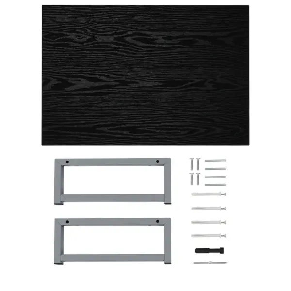 Kaheosaline vannitoariiuli ja ovaalse valamuga komplekt, must seinariiul, valge keraamiline valamu, 60 cm - 13