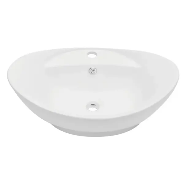 Kaheosaline vannitoariiuli ja ovaalse valamuga komplekt, must seinariiul, valge keraamiline valamu, 60 cm - 3