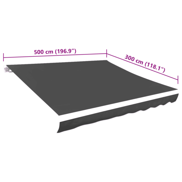 Varikatuse riie terrassi ja rõdu jaoks, antratsiithall, 5 x 3 m, PU-kattega polüester – 5