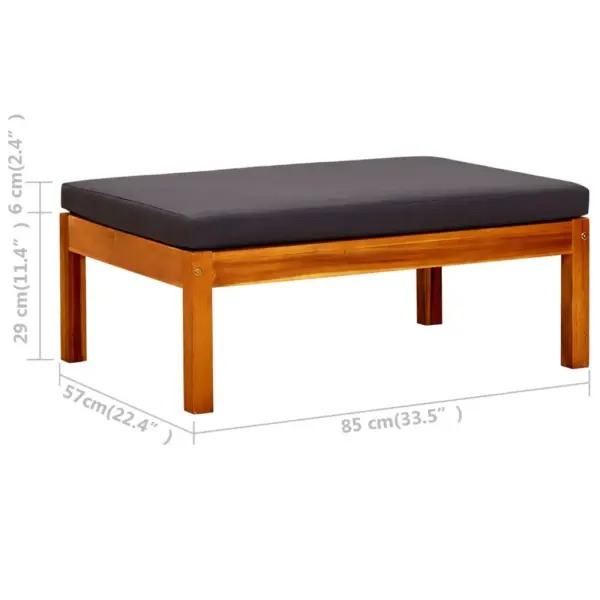 Varikatusega akaatsiapuidust aiapink lauaga ja jalatugedega, tumehallid padjad, 179 x 66 x 180 cm – 12