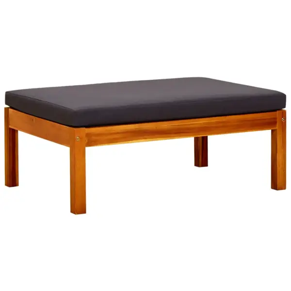 Varikatusega akaatsiapuidust aiapink lauaga ja jalatugedega, tumehallid padjad, 179 x 66 x 180 cm – 8