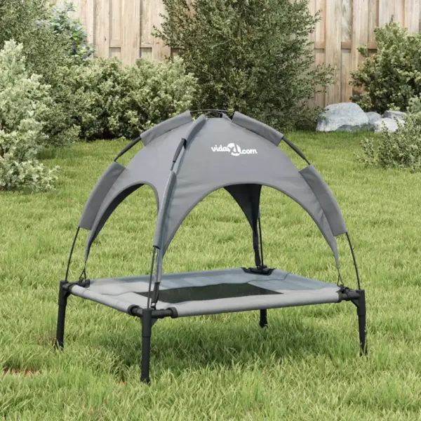 Varikatusega kõrgendatud koeravoodi, antratsiithall, Oxford kangas ja terasraam, 62 x 48 x 61 cm – 3