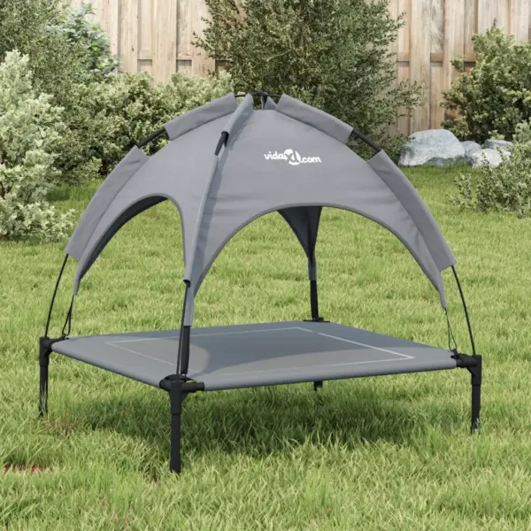 Varikatusega kõrgendatud koeravoodi, antratsiithall, Oxford kangas ja teras, 71 x 64 x 70 cm – 3