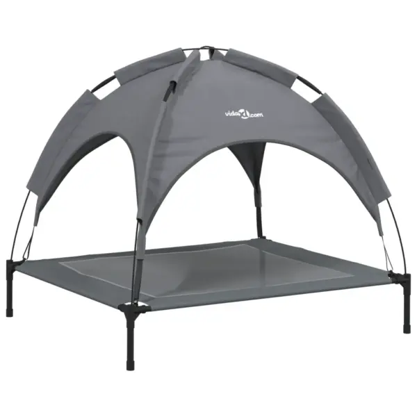 Varikatusega kõrgendatud koeravoodi, antratsiithall, Oxford kangas ja teras, 90 x 81 x 81 cm – 2