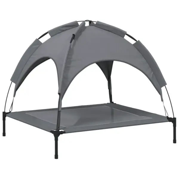 Varikatusega kõrgendatud koeravoodi, antratsiithall, Oxford kangas ja teras, 90 x 81 x 81 cm – 6