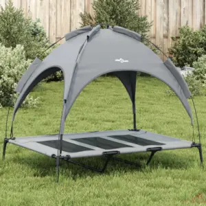 Varikatusega kõrgendatud koeravoodi, antratsiithall, 122 x 93 x 107 cm, Oxford kangas ja teras