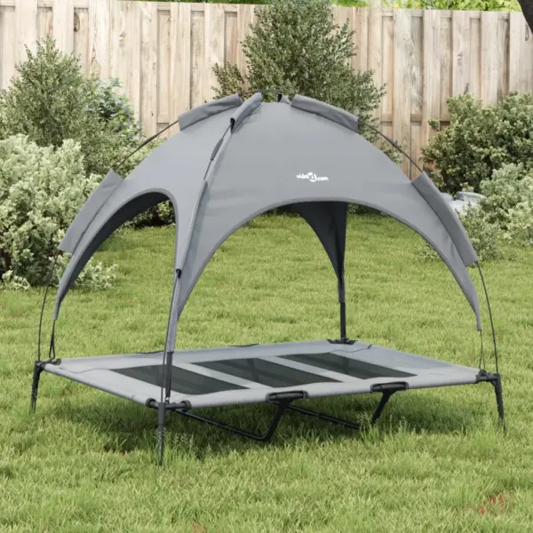 Varikatusega kõrgendatud koeravoodi, antratsiithall, 122 x 93 x 107 cm, Oxford kangas ja teras - 3