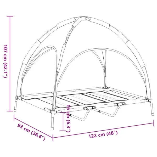 Varikatusega kõrgendatud koeravoodi, antratsiithall, 122 x 93 x 107 cm, Oxford kangas ja teras - 9