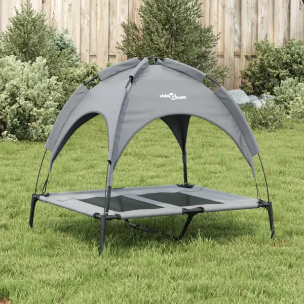 Kõrgendatud koeravoodi varikatusega, antratsiithall, Oxford kangas ja teras, 92 x 77 x 85 cm – 3