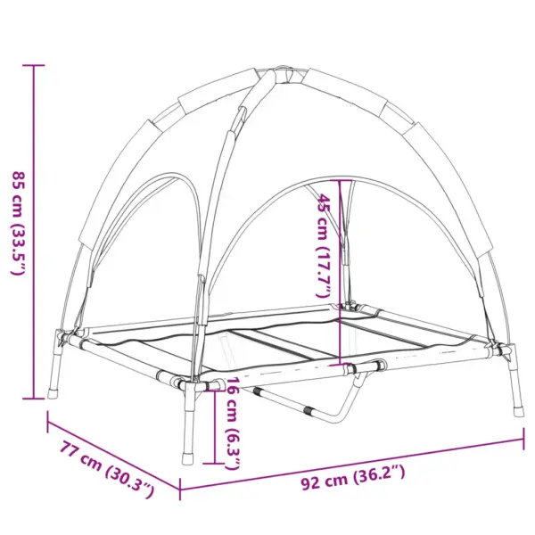 Kõrgendatud koeravoodi varikatusega, antratsiithall, Oxford kangas ja teras, 92 x 77 x 85 cm – 9