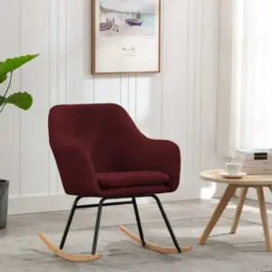 Modernne veinipunane kiiktool kangast polsterdusega, pöökpuust jalustega, 60 x 71 x 79 cm