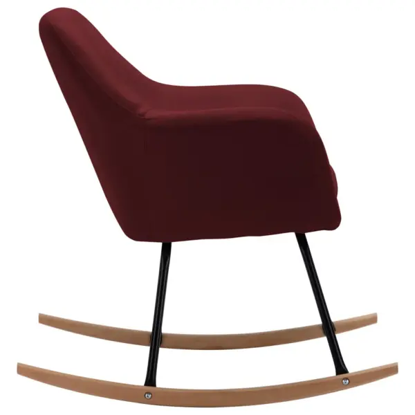 Modernne veinipunane kiiktool kangast polsterdusega, pöökpuust jalustega, 60 x 71 x 79 cm – 4
