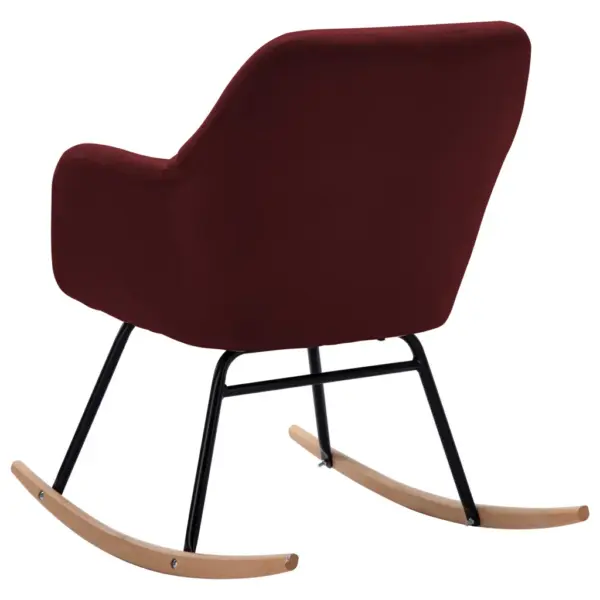 Modernne veinipunane kiiktool kangast polsterdusega, pöökpuust jalustega, 60 x 71 x 79 cm – 5