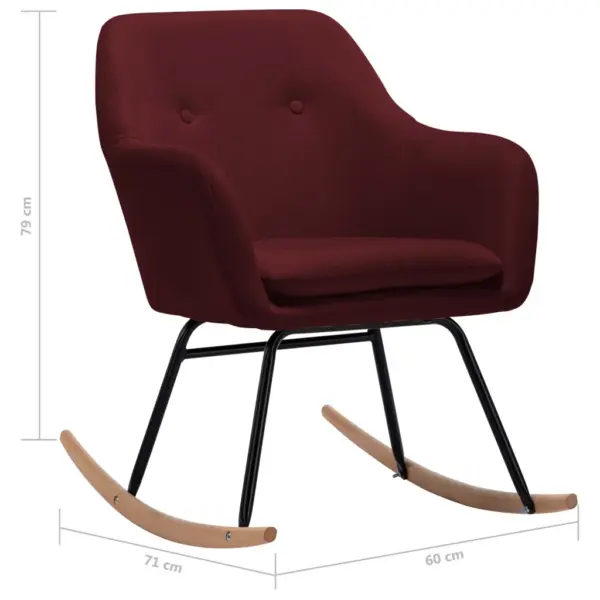 Modernne veinipunane kiiktool kangast polsterdusega, pöökpuust jalustega, 60 x 71 x 79 cm – 8