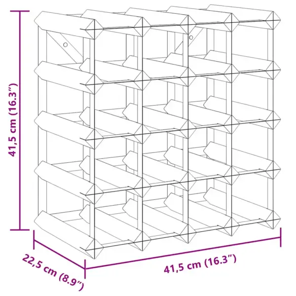 Veiniriiul 20 pudelile, männipuit ja tsingitud teras, 41,5 x 22,5 x 41,5 cm – 9