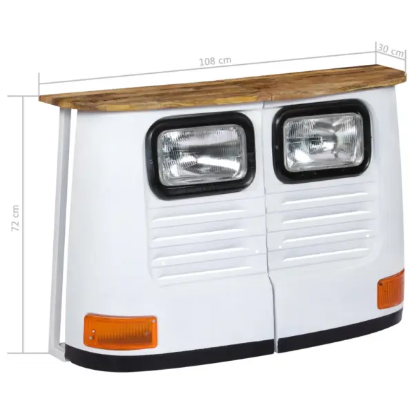 Veoautokujuline kummutkapp mangopuidust ja terasraamiga, valge, 108 x 30 x 72 cm – 12
