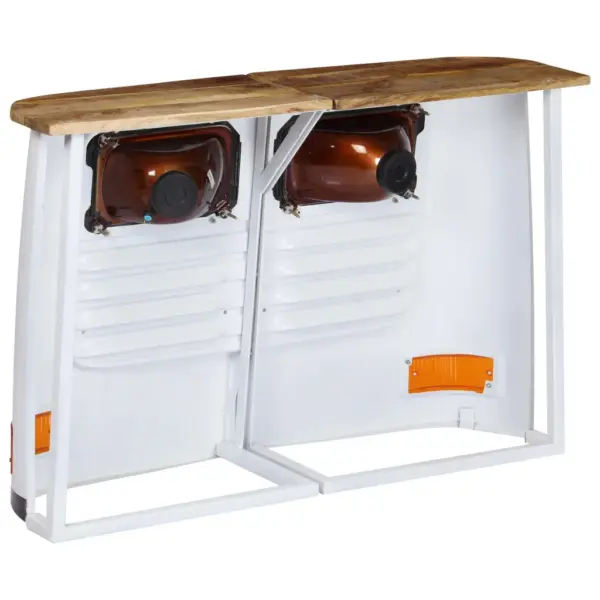 Veoautokujuline kummutkapp mangopuidust ja terasraamiga, valge, 108 x 30 x 72 cm – 4