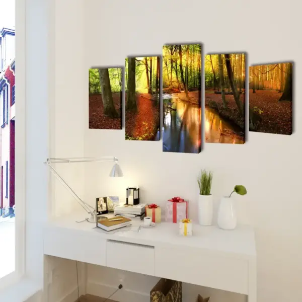 Viie paneeliga metsavaatega seinamaalikomplekt lõuendil, puitraam, 100 x 50 cm – 2