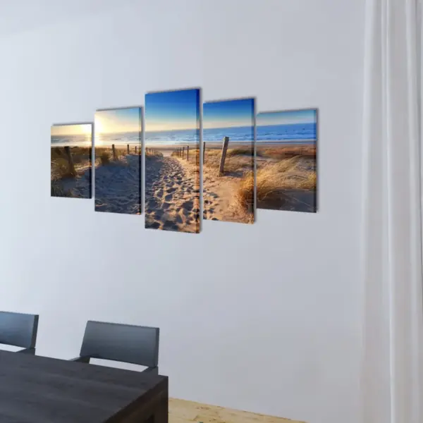Viie paneeliga rannavaatega seinamaalikomplekt, veekindel lõuend, 100 x 50 cm – 2