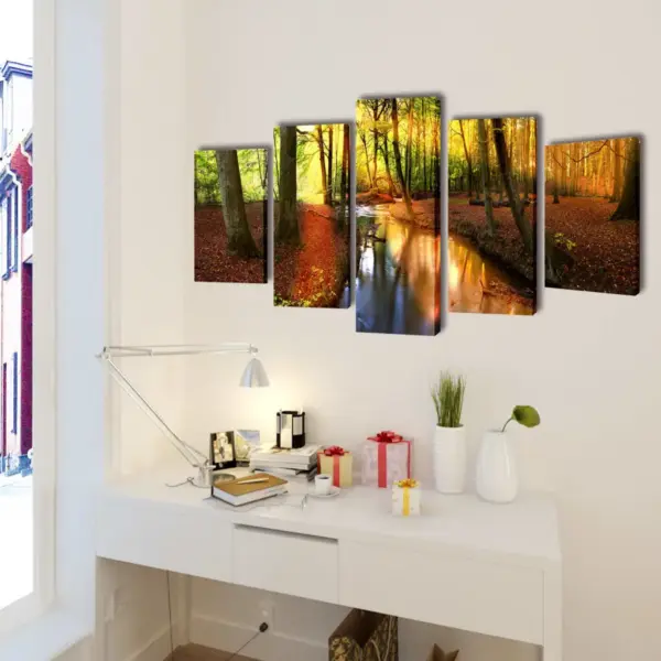 Viieosaline metsavaatega lõuendist seinamaalikomplekt, 200 x 100 cm – 2