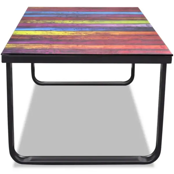 Ristkülikukujuline kohvilaud vikerkaaremustriga karastatud klaasplaadiga, must raam, 90 x 45 x 32 cm - 3