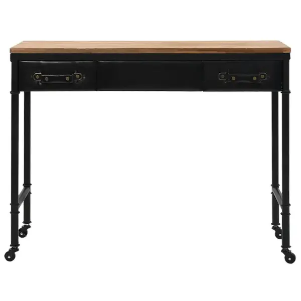 Vintage stiilis konsoollaud 2 sahtliga ja ratastega, MDF ja okaspuit, 100 x 33,5 x 80 cm - 2