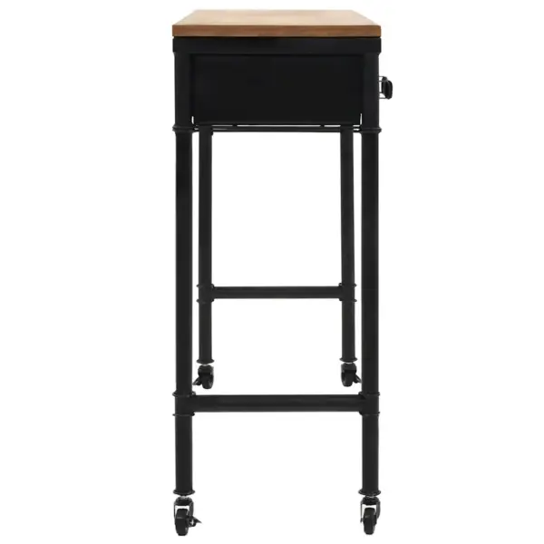 Vintage stiilis konsoollaud 2 sahtliga ja ratastega, MDF ja okaspuit, 100 x 33,5 x 80 cm - 4