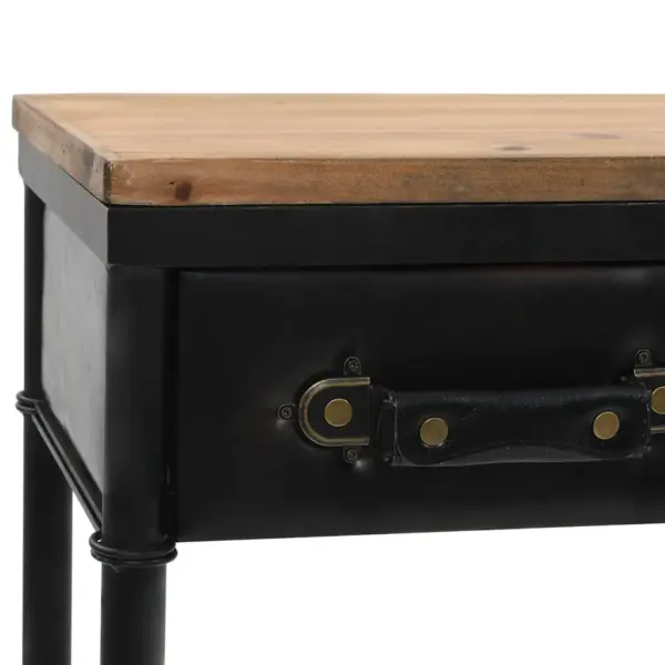 Vintage stiilis konsoollaud 2 sahtliga ja ratastega, MDF ja okaspuit, 100 x 33,5 x 80 cm - 5