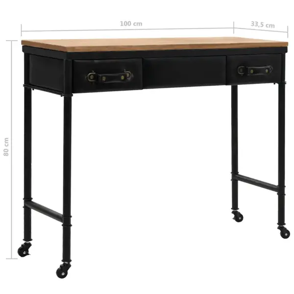 Vintage stiilis konsoollaud 2 sahtliga ja ratastega, MDF ja okaspuit, 100 x 33,5 x 80 cm - 8