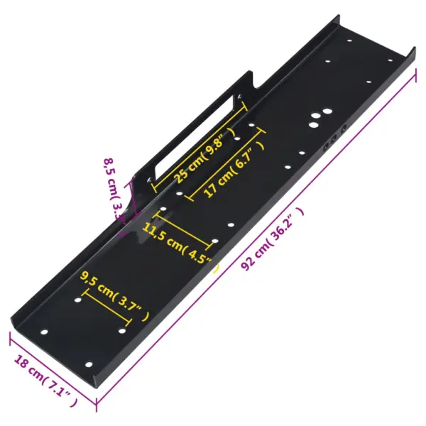 Universaalne vintsi paigaldusplaat 5400 kg, must teras, 92 x 18 x 8,5 cm – 7