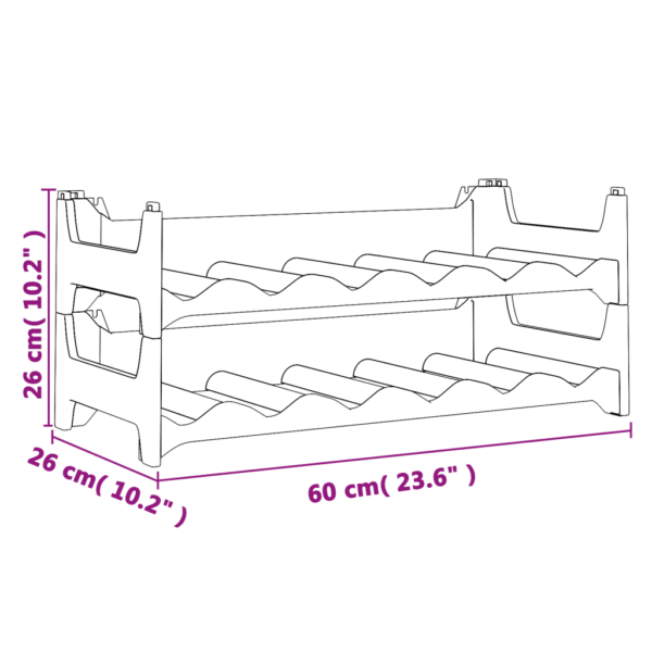 Virnastatav veiniriiul 12 pudelile, antratsiithall PP-plast, 60 x 26 x 26 cm – 6