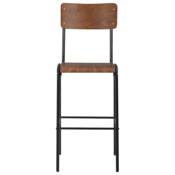 Virnastatavad baaritoolid, 4 tk, must terasraam ja vineerist iste, 41,5 x 59 x 116,5 cm – 3