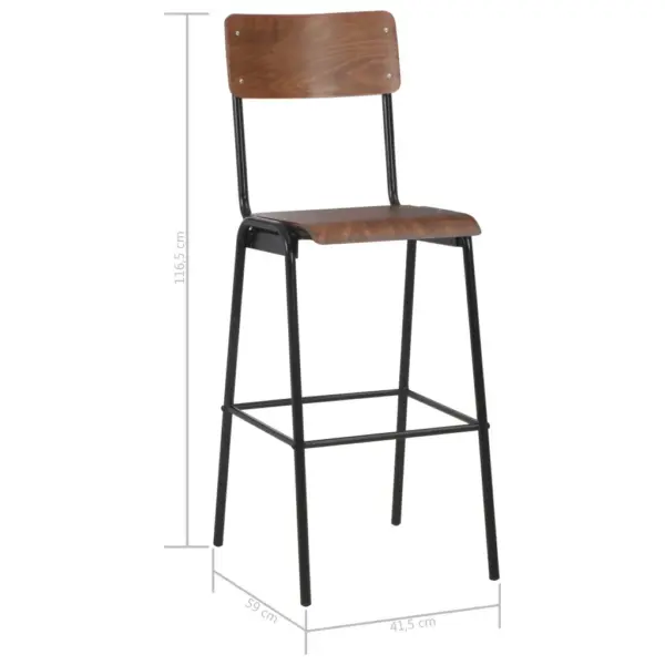 Virnastatavad baaritoolid, 4 tk, must terasraam ja vineerist iste, 41,5 x 59 x 116,5 cm – 8